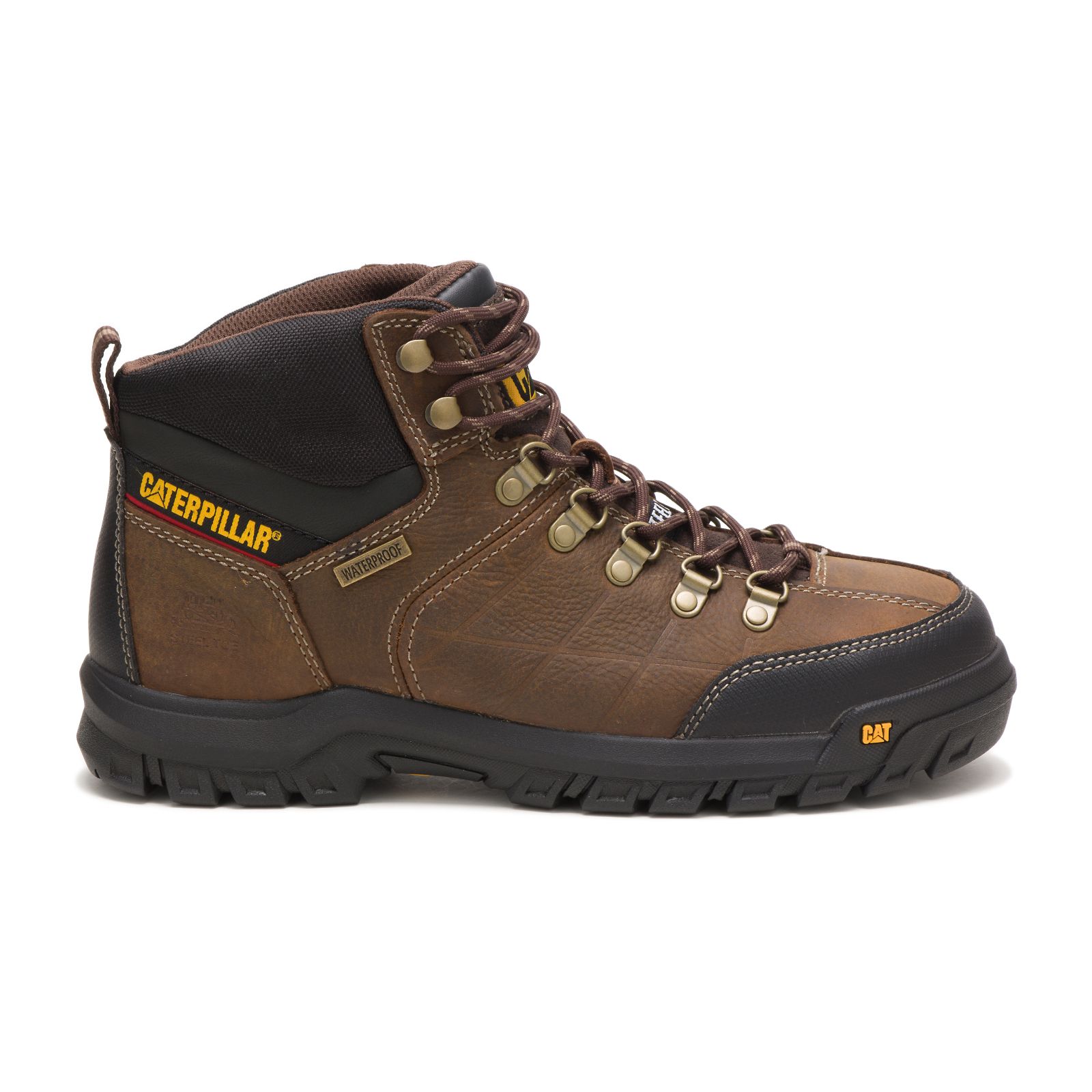 Caterpillar Boots Sale - Caterpillar Threshold Waterproof Steel Toe Mens Work Boots Brown (540237-ZXM)